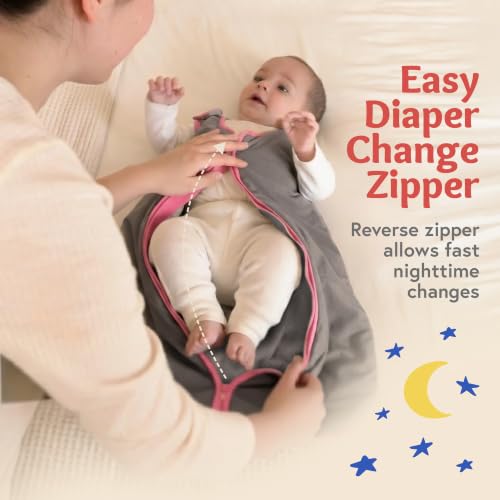 Image of Baby Deedee Sleep Nest Fleece - Fleece Sleep Sack 1.2 TOG 0-6M Hot Pink | Patented shoulder snaps and full-length zipper support easy dressing and diaper changes for cooler routines
