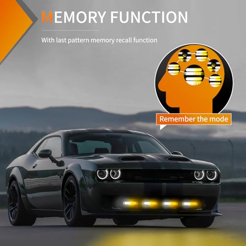 Image of Nilight 6LED Amber White Emergency Strobe Lights Sync Feature Surface Mount | 12V 24V Grille Flashing Warning Hazard Light Ultra Slim for Cars Trucks Van Off Road Vehicles SUV 4PCS