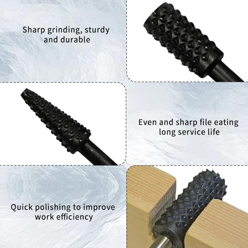 Ceeyoll 5 Stück Holzraspel Raspel Set,5 Teilig Hartmetall Frässtifte holz werkzeug,Schaft Rotationsgrat Raspel Set Holzraspel Für Bohrmaschine Für Heimwerker Schnitzen Polieren Gravieren Bohren.