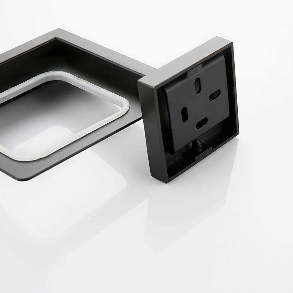 Portacepillos de Dientes, Organizador Colgante for cepillos eléctricos, Soporte Acero Inoxidable Negro Mate, Juego Vasos Cuadrados Pasta