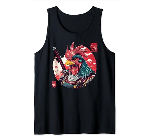 Samurai Chicken Warrior Diseño Artístico Camiseta sin Mangas