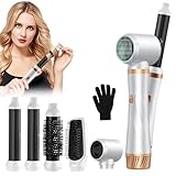 5 in 1 Hair Styler, 60000 RPM Hot Air Brush & Ionic Hair Dryer for Hair Styling, Magic Styler with Auto Air Curlers, Hair Straightener Brush, Round Brush, Hot Air Styler for Women, Fast Drying