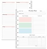 9 Disc Weekly Planner Undated Refills - Classic Size 53 Sheets/106 Pages Colorful Weekly Planner for Happy Planners Insert, 100 gsm White Paper, Lasts 1 Year, Undated, 7