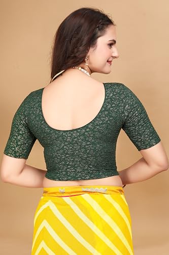 Image of SFT Women's Polycotton Readymade Saree Blouse with Round Neck Half Sleeves Solid Pattern Regular Fit Pull On Closure and Standard Length