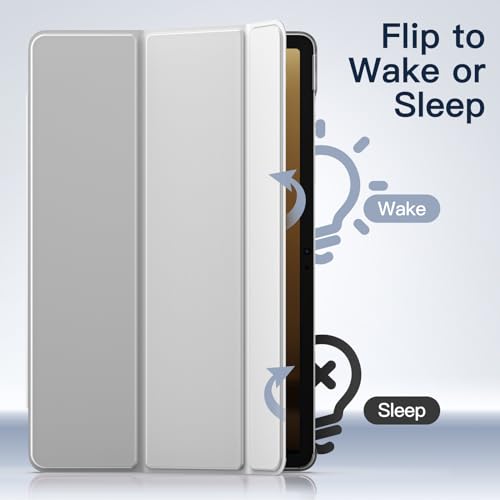 Image of JETech Case for Samsung Galaxy Tab S10 Lite / S10 FE / S9 FE 10.9-Inch, Slim Translucent Back Tri-Fold Stand Protective Tablet Cover, Support S Pen Charging, Auto Wake /Sleep (Silver)