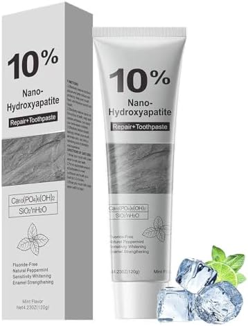 10% Nano-Hydroxyapatite Toothpaste, Strengthens Enamel | Protection for Sensitive Teeth, Fluoride-Free Gentle and Effective Formula with Fresh Mint Flavor (1, Fresh Mint)