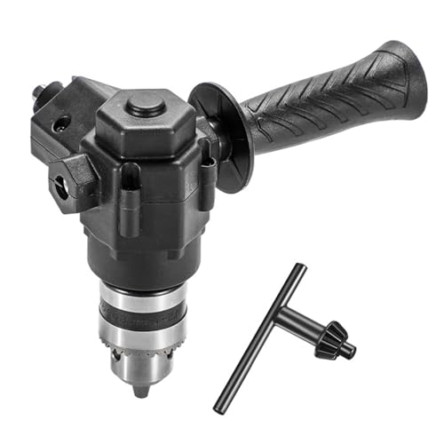 SEIWEI 90 Degree Cordless Right Angle Adapter Router Bit Extension Drilling Tool with Double Sides Mounting Screws Hole and Key for Compact Area