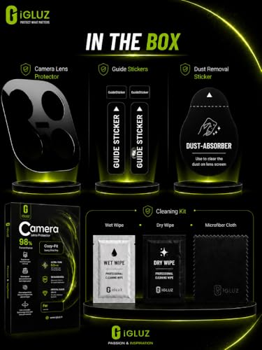 Image of iGluz Back Camera Glass Protector for iQOO 15 5G (Pack of 1) | 3D Premium Tempered Glass Camera Lens Protector Guard | Ultra Clear HD | Anti Scratch | Easy Installation | Case Friendly | Black