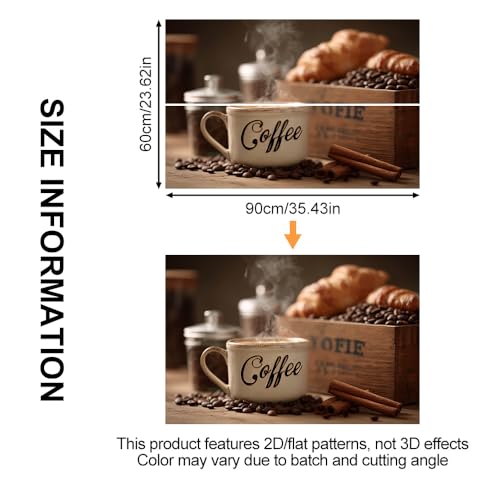 Image of Coffee Cup Croissant Backsplash Peel and Stick, 35.4x23.6 in