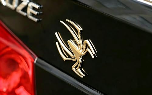 Image of 2 PCS 3D Spider Chrome Emblems Badges Sticker Car Decoration for Universal Car Vehicle, Truck, Motorcycle, RV, Scooter, SUV, Door, Window(Yellow-B0CHYRQBG1)