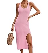 BreathSunny Womens Crochet Slim Fit Beach Dresses Summer 2025 Backless Bow Tie Side Slit Bathing ...