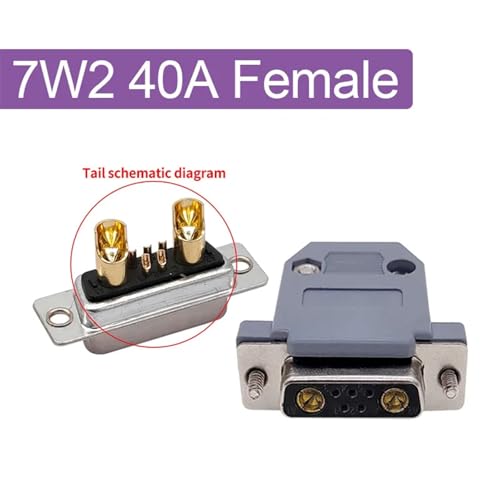 Adaptador D-Sub 7W2 de alta corriente con cable dorado y conector hembra de 40A 2