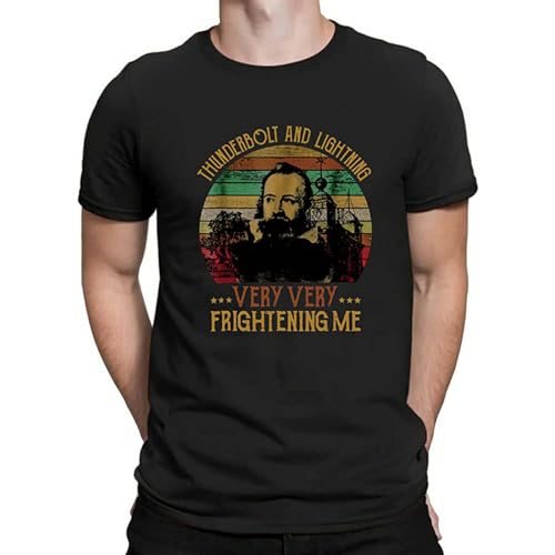 Men's Thunderbolt Lightning Very Very Frightening Me Galileo Science Astronomy T-Shirt Black XL