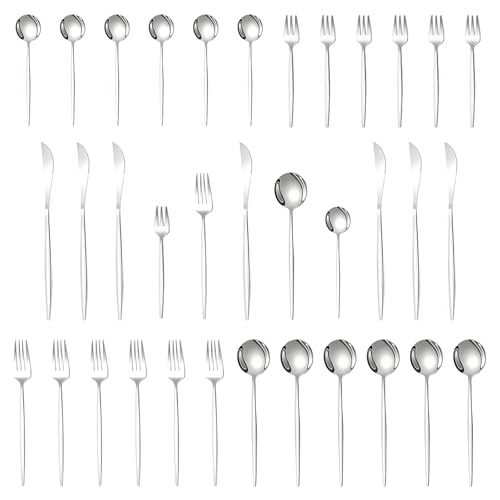 Reviews de Cubertería especial unificada Top 5. 42 30 Piezas Cubiertos De Acero Inoxidable, Cubiertos Profesionales Con Cuchillos, Tenedores y Cucharas ¡Resistente Al Lavaplatos,Adecuado para fiestas en casa, restaurantes.
