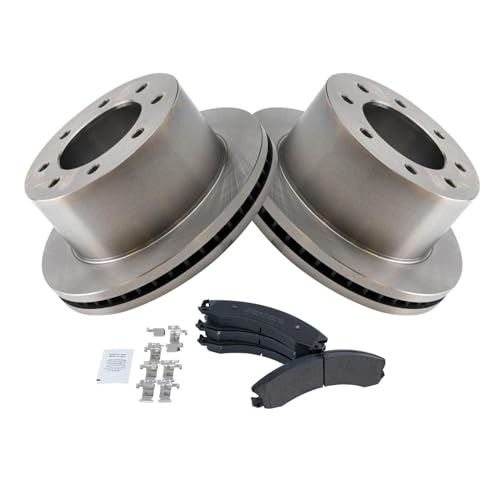 Image of TRQ Rear Brake Pad & Rotor Kit Semi-Metallic Compatible with 2011-2019 Chevrolet Silverado 3500 HD GMC Sierra 3500 HD