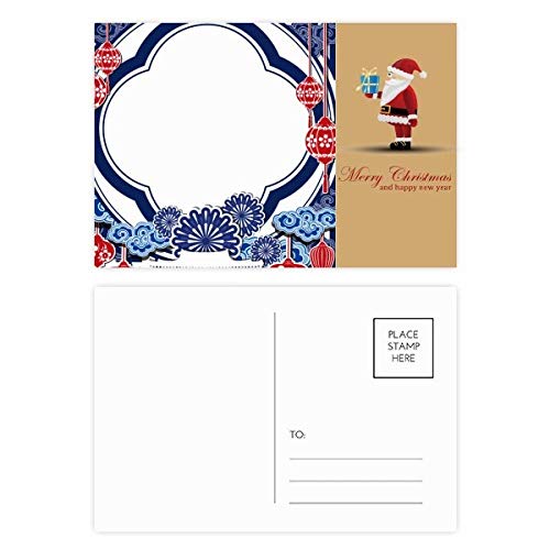 Cartes postales de culture chinoise à offrir, motif fleur bleue chic