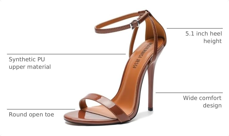 Image of MAIERNISI JESSI Unisex Men's Women's Stiletto Sandals with Ankle Strap, Open Toe High Heel, 5.1 Inch Heel