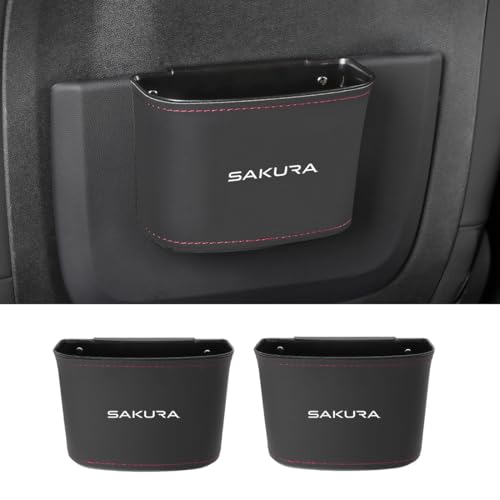 サクラ 適用 車用 ゴミ箱 サクラ B6系 B6AW 適用 防水 車 ゴミポケット ドア側/座席の後ろ 設置可能 半円型 小物入れ 車 収納 ゴミ ボックス 大容量 カー用品 お洒落 便利グッズ 2個セット(ブラック,サクラ 適用)