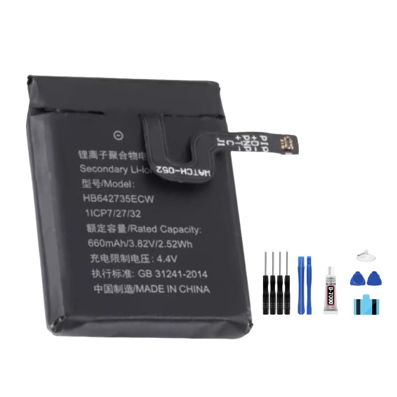 Colore: nero Generic Batteria HB642735ECW 660mAh 3.82V compatibile per ELF-G00/G01 Watch 3 3S 3X 3PRO Honor K2 Kids batteria orologio