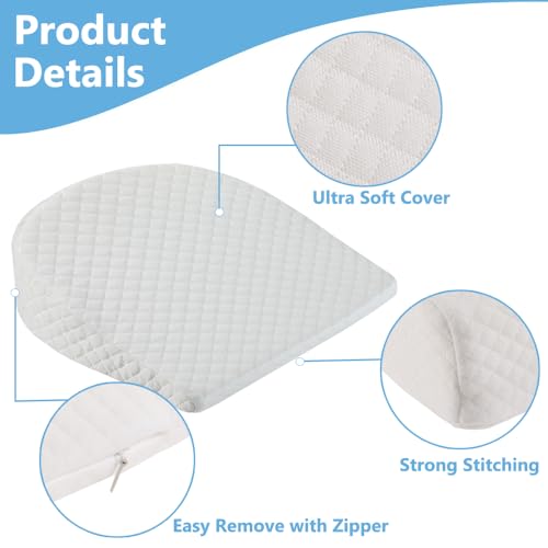 Big Hippo Wedge Pillow Memory Foam Pregnancy Pillow Wedge for Belly Support Maternity Wedge Pillow Pregnancy Wedge Pillows for Sleeping Back Knees Legs, White - Thumbnail 5
