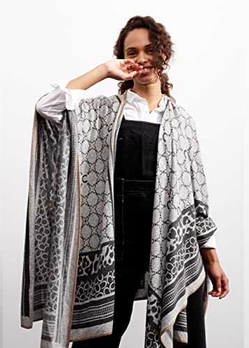 CODELLO-Damen-Poncho-Cape-Wunderbar-waermend-Mustermix-50-Wolle-30-Polyamid-20-Viskose-146-x-160-cm