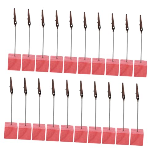 LIGIGWASH 20個彩?木製名刺クリップスタンド 高耐久メモホルダー 卓上カードクリップ 飾り付きテーブルナンバーホルダー パーティー 結婚式