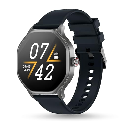 Pebble Hive Octa Display Smartwatch | BT Calling | Functional Rotating Crown | Multi Sports Modes | Sleep Monitoring | Health Suite | Customizable Watch Faces | in-Built Games & World Clock - Black view 1