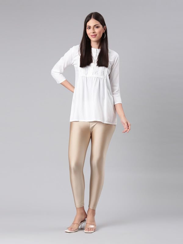 Image of GO COLORS Soft Cotton Stretch Cropped Leggings for Women | Breathable, Mid Rise