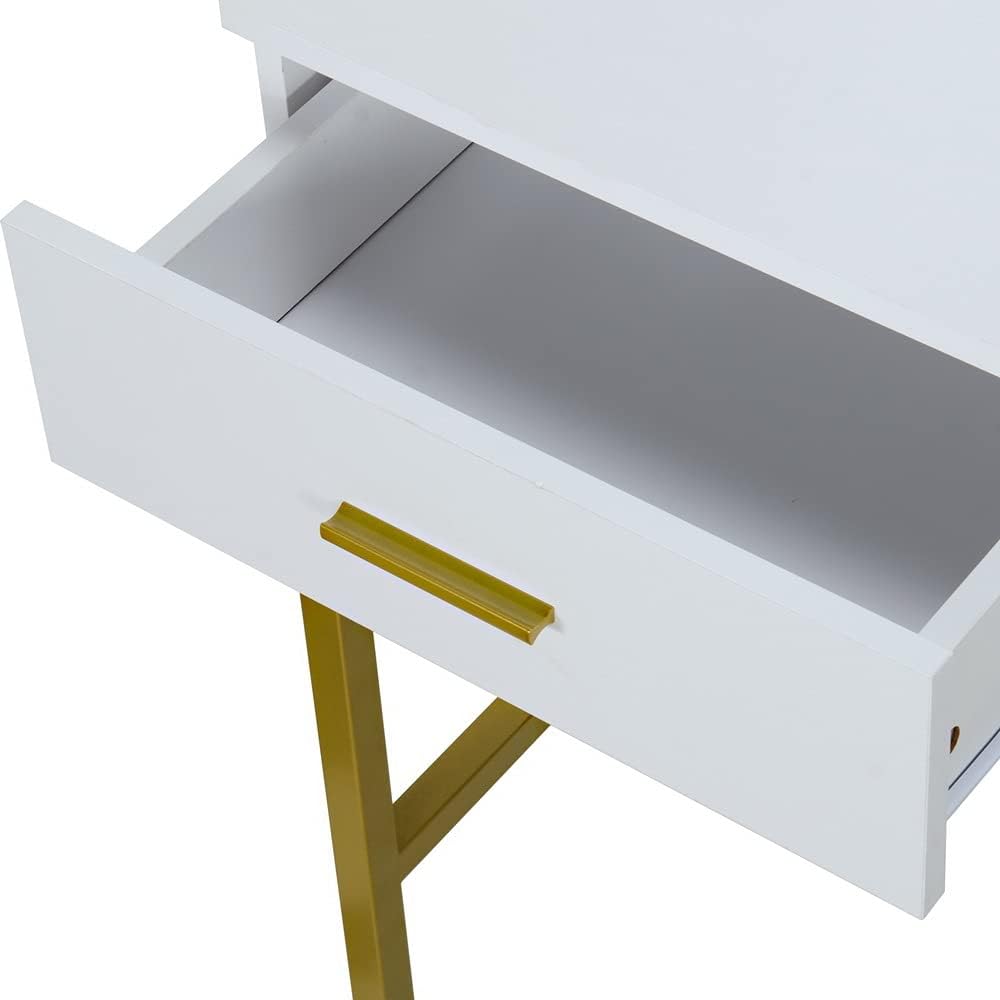 Dresser with Stool Set with Mirror Frame 2 Drawers Steel Frame Makeup Table Bedroom Makeup Dresser