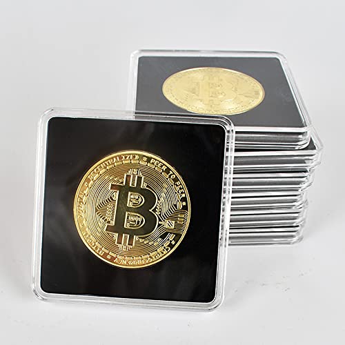 PfX Krypto Bitcoin Münze [mit 24-Karat Echt-Gold überzogen] inklusive edlem Plexiglas Münz-Etui