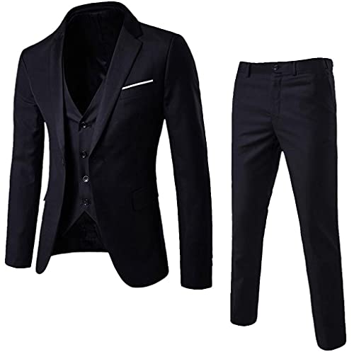 Herren Anzug 3 Teilig Modern Fit Hochzeit Anzüge Komplett Business Blazer 3-teiliger Jacke Weste Hosenanzug Slim Fit Männer Vintage Party Klassisch Charmant Sets Herrenanzug...