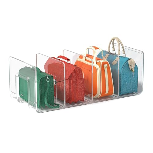 Mppchhn Organisateur de sac à main de placard, organisateur de rangement de sac à main pour placard,Séparateur de à transparent à 4 fentes | Diviseurs d'embrayage, étagère de rangement pour
