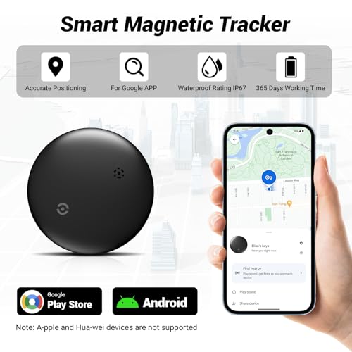 Android Tracker Auto, Tragbar Ortungsgerät Auto Google App[Find My Device], Fahrzeugortungsgeräte ohne monatliche Gebühren, Bluetooth Tracker(Nicht für iPh0ne geeignet)