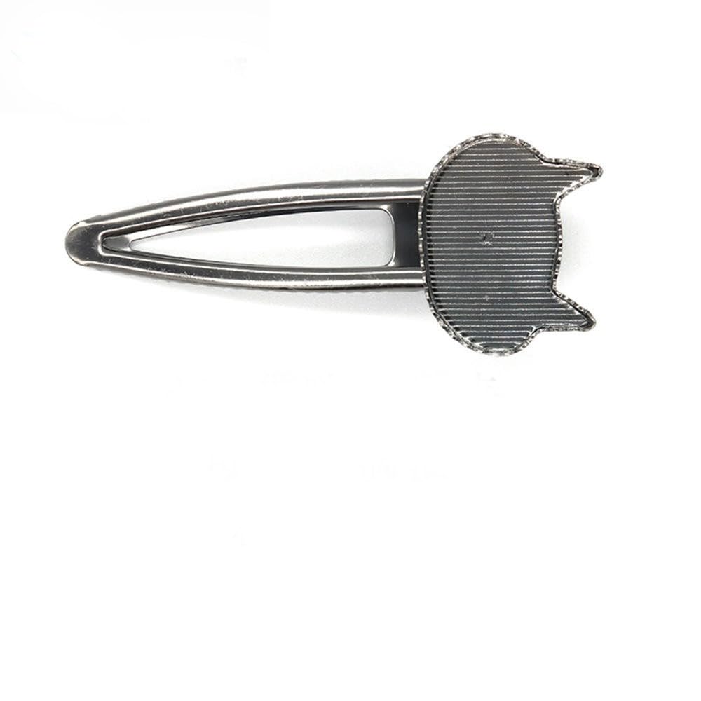 75*30MM 50 Uds. Pinzas de Metal para el cabello con forma de gato, bandeja, pasadores para el cabello, horquillas para el cabello con bandeja en blanco, bandejas de configuración de bisel redond