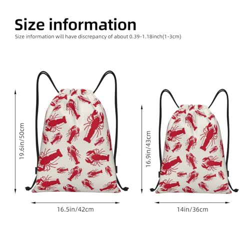 Red Lobster Print Drawstring Backpack Lightweight Sport Bag,Pull String Back Sack Suitable Gym,Travel4