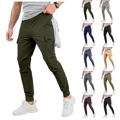 evzosrz Men's Cargo Joggers Pants Slim Fit Tactical Stretch Casual Sweatpants Workout Jogging Trousers with Multi Pockets2