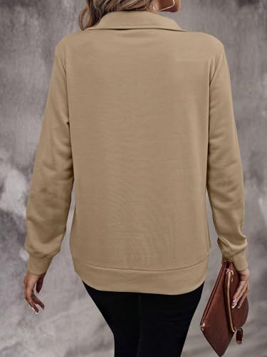 Image of TAGAS Women's Fleece Solid Half Zip Sweatshirt |Casual High Neck Pullover Top with Long Sleeves | Trendy Fall & Winter Wear