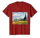 Van Gogh - Pintura de campo de trigo con cipreses Camiseta