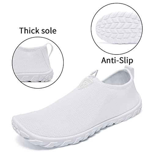 Racqua Men&Women Breathable Water Shoes Aqua Socks For Hiking Diving Surf Diving Sport Quick-Dry Pool Beach Swim Shoes White 8W/7M #TOP3