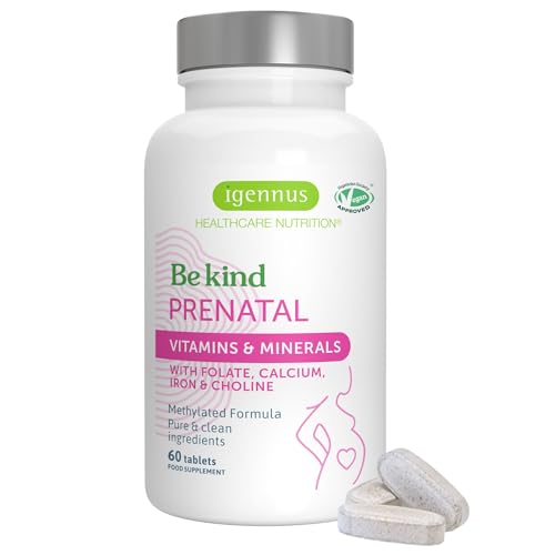 Igennus Methylated Prenatal Multivitamin for Women, Folate for MTHFR, High Absorption, Pure & Clean, Gentle Iron, Choline, Calcium & Magnesium, Vegan Pregnancy Vitamins, Halal, Non-GMO, 60 Tablets