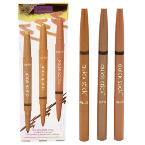 Tarte Cosmetics Holiday 30-Second Eyes Shadow and Liner Trio - Rose Gold Luster, Golden Pink Luster, Golden Bronze Luster,, 3 Count (Pack of 1)