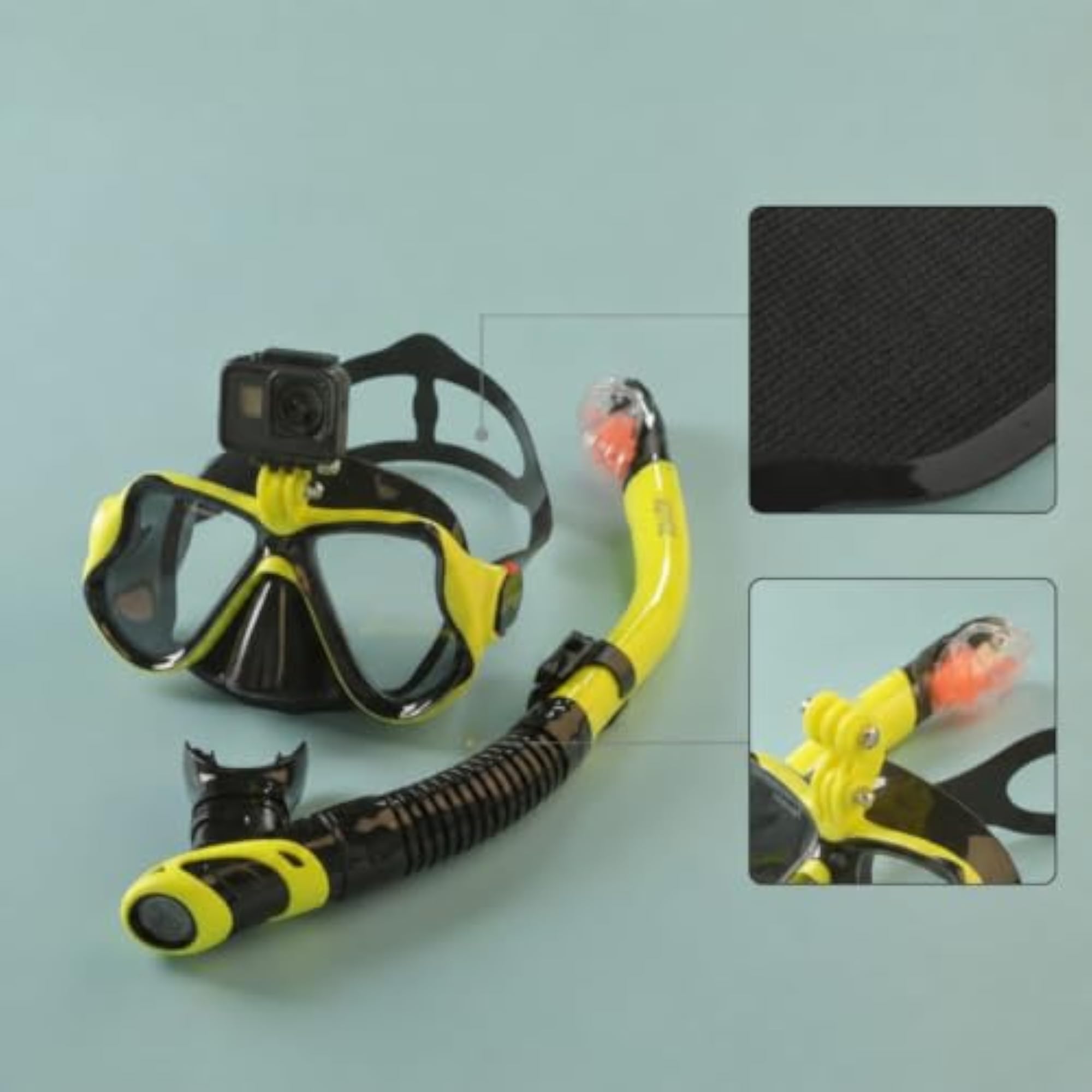 Clear-Lens Snorkel Mask and Snorkel Set Adjustable Gear