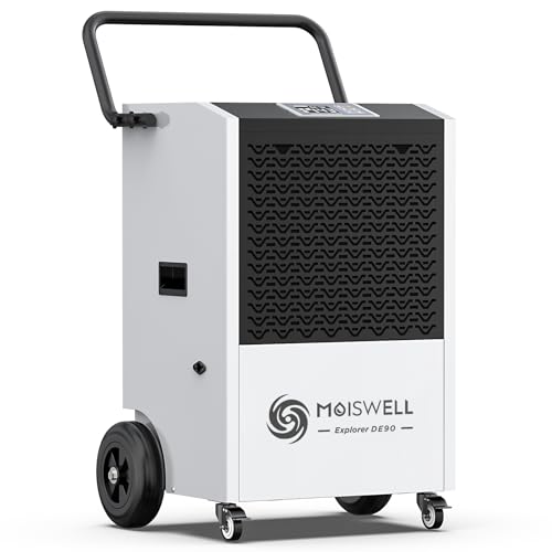 Moiswell 110 L Gewerblicher Luftentfeuchter Bautrockner mit Pumpe (Bis zu 90 L/24h) Mobiler Robuster Energieeffizient Industrieller Entfeuchterfür Keller, Baustellen & Gewerbe bis zu 520m³