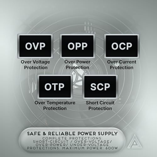 Image of Apevia SPIRIT600W Spirit 600W ATX Power Supply with Auto-Thermally Controlled 120mm Fan, 115 /230V Switch, All Protections