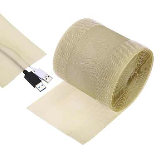 MECCANIXITY Carpet Cord Cover 10ft Floor Cover Cord Strip Wire Protector Cable Management for Office Home Khaki