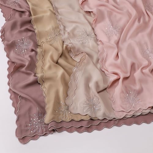 Premium Hijab Scarf for Women Silk Feeling Sequined Hijabs Emboridery Lightweight Scarves Shawls and Wraps2