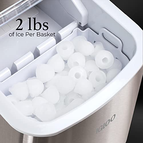 Igloo Electric Countertop Ice Maker Machine - Automatic And Portable - 26 Pounds In 24 Hours - Ice Cube Maker - Ice Scoop And Basket - Ideal For Iced Coffee And Cocktails - Stainless Steel #TOP4
