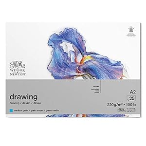Winsor & Newton 6689749 Zeichenpapier im Block – 25 Blatt A2, 220g/m², mittlere Körnung, natürliches Weiß, säurefrei…