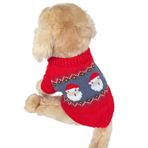 Convetu Christmas Dog Sweater Girl Dog Sweater with Santa Claus Pattern Holiday Dog Sweater Funny Dog Sweater Cute Dog Sweater Small Dog Sweater for Small Dogs Easy on Dog Sweater Dog Sweater Small