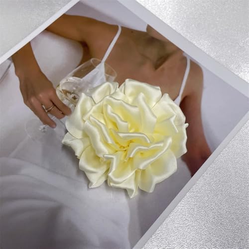 Image of Dainty Peony Rose Flower Brooches Lapel Pins Delicate Elegant Fabric Flowers Brooch Pin for Women Flower Corsage for Wedding Party Accessories Jewelry Gifts100mm